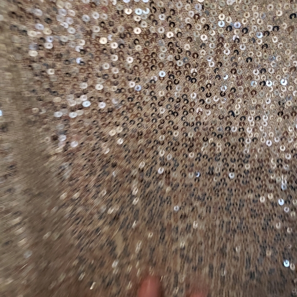 SO Junior's Cold Shoulder Sequin Dress in Champagne - Picture 3 of 10